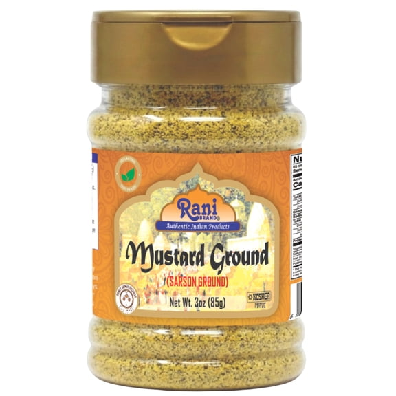Rani Mustard Seeds Ground, Powder Spice (Rai Sarson) 3oz (85g) PET Jar ~ All Natural | Gluten Friendly | NON-GMO | Vegan | Indian Origin