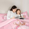 thumbnail image 4 of Feelyou Pink Crown Letter G Bedding Comforter Set for Girls, Princess Flower Monogram King Bedding Sets, Pink Reversible, 7pcs, 4 of 7