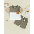 thumbnail image 2 of vera natura Baby Boys Shorts Set, Short Sleeve Contrast Color T-shirt with Elastic Waist Shorts Summer Outfit, 2 of 9
