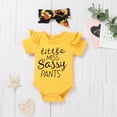 thumbnail image 2 of Dooleck Little Miss Sassy Pants Outfit Infant Ruffle Bodysuit Sunflower Shorts Set, 2 of 8