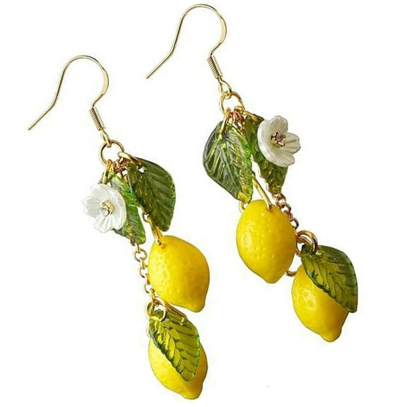HONCLL Handmade Lemon Dangle Earrings Comfortable Hook Portable Resin Jewelry Gifts