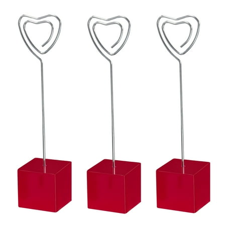 

Uxcell Resin Cube Base Picture Card Holder 3 Pack Heart Shape Table Stand Holder for Party Displaying Red