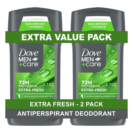 Dove Men+Care Extra Fresh Antiperspirant Deodorant Stick Twin Pack, Citrus, 2.7 oz