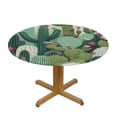 thumbnail image 3 of PIKWEEK Cactus and Flowers Pattern Fitted Round Table Cover with Elastic Protector Table Kitchen Dinner Waterproof Oil-Proof Tablecloth, 3 of 7