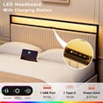 thumbnail image 4 of GUNAITO King Bed Frame with Headboard, Platform Bed with 2 Drawers, Velvet Upholstered Bed Frame with LED Lights & Charging station，Beige, 4 of 8