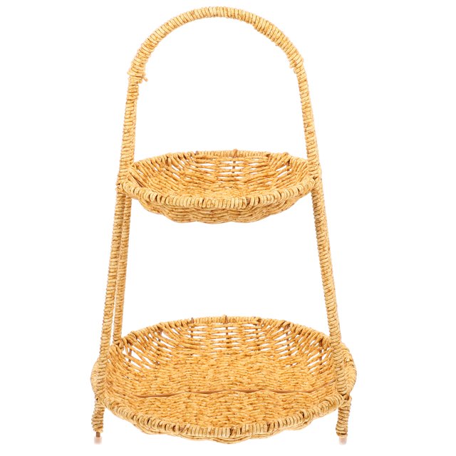 Multi-layer Woven Basket Household Snacks Basket Fruits Serving Basket Pastoral Style Basket