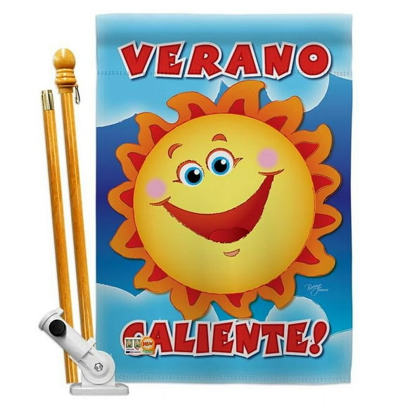 Breeze Decor BD-SU-HS-106055-IP-BO-D-IM09-BD 28 x 40 in. Hot Summer Fun in the Sun Impressions Decorative Vertical Double Sided House Flag Set with Pole Bracket & Hardware