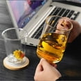 thumbnail image 5 of CASAFUN Glass Water Cup Tea Water Separation Tea Cup Filter Three Piece Cup Wood Cover Cup Tea Cup, 5 of 8