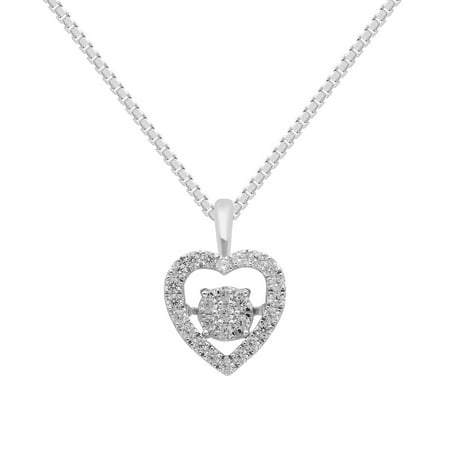 Brilliance Fine Jewelry Heart 1/3 Carat Lab Grown Diamond Dancing Pendant Necklace In Sterling Silver