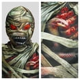 thumbnail image 4 of Kids Halloween Mummy Costume, Creepy Corpse Jumpsuit with Hooded Mask Outfit, Boys Girls Snake Wound Bloody Printed Suit Children Dress Up Party Gray 8-10 Years, 4 of 5