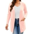 thumbnail image 2 of Uvplove Women Long Sleeve Lightweight Cardigan with Pockets Open-Front Tops,Light Pink,L(M-3XL), 2 of 8