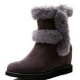 thumbnail image 2 of Ferwind Women's Ankle Booties Low Wedge Heels Suede Winter Shearling Style Adult Grey 10, 2 of 6