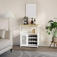 thumbnail image 4 of Historyli Mueble bar de vinos de 3 niveles con luces LED,mueble bar de café con estantes ajustables,puerta de malla y deflector,pequeño mueble bar con botellero y portavasos para cocina,color blanco, 4 of 8