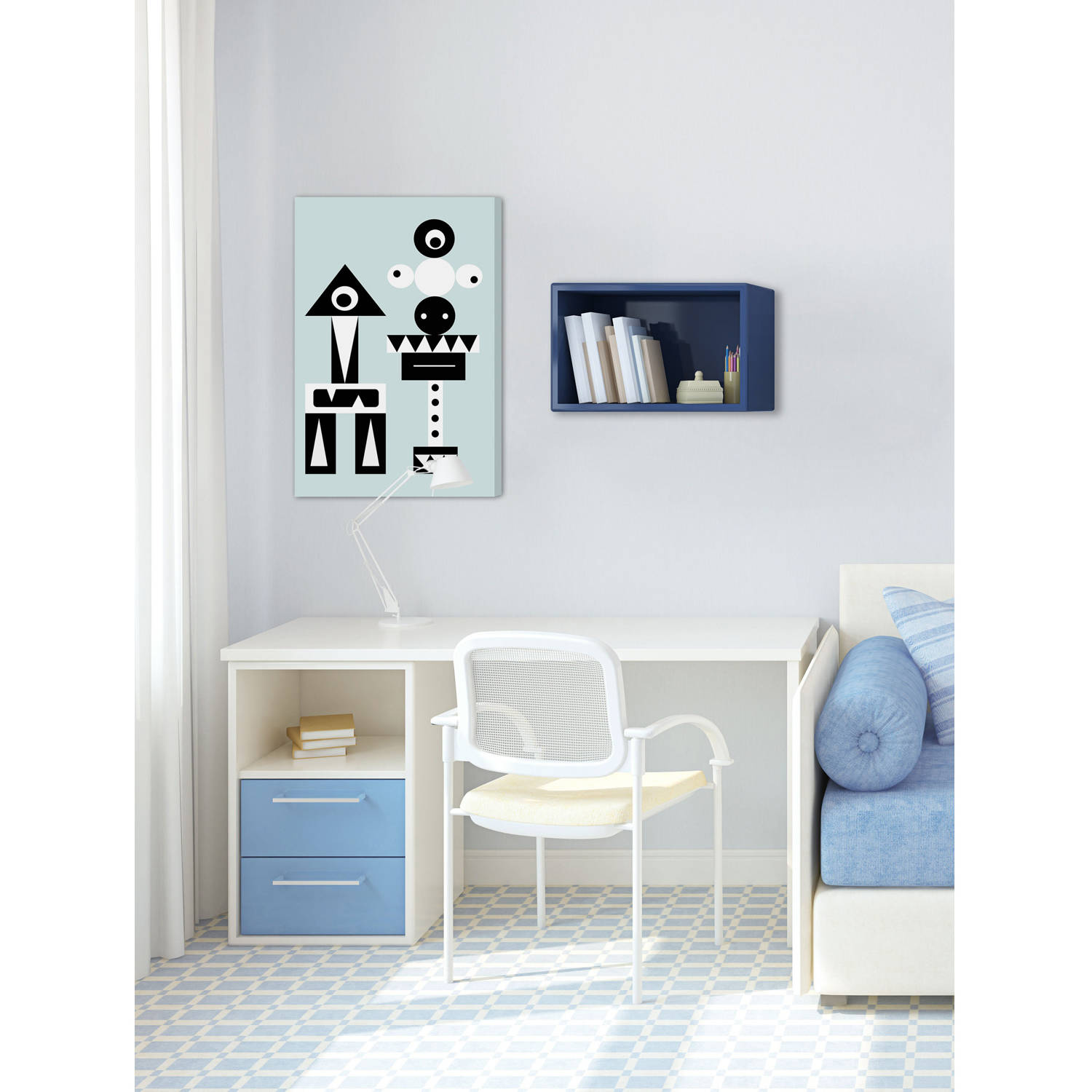 "One-Eyed Robots" Painting Print on Wrapped Canvas