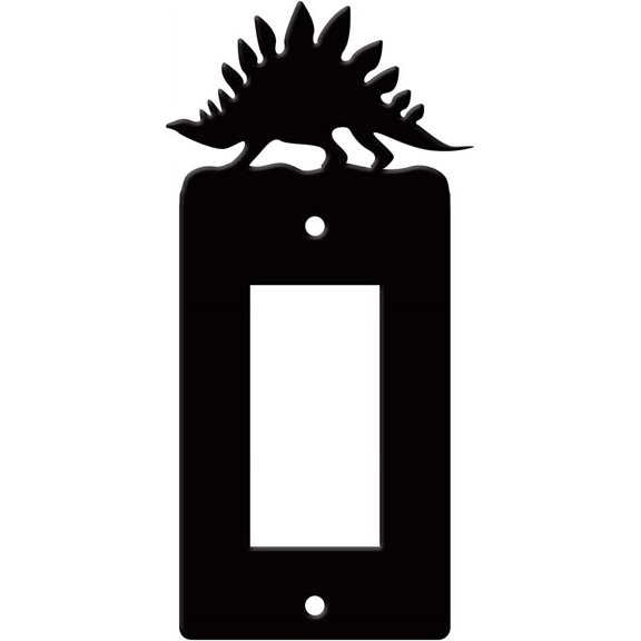 Dinosaur Iron Single Gang Light Switch Stegosaurus Wall Plate Cover GFCI Power Outlet Decoration Rectangle Black with Screw for 1.3x2.63 inches Sigle Gang Rocker Switches