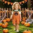 thumbnail image 6 of Shadoumai Halloween Jumpsuit Pumpkin Face Straps Romper For Kids, Comfortable Casual Jumpsuit For Girls Daily Play Outfit Jumpsuit, 6 of 7
