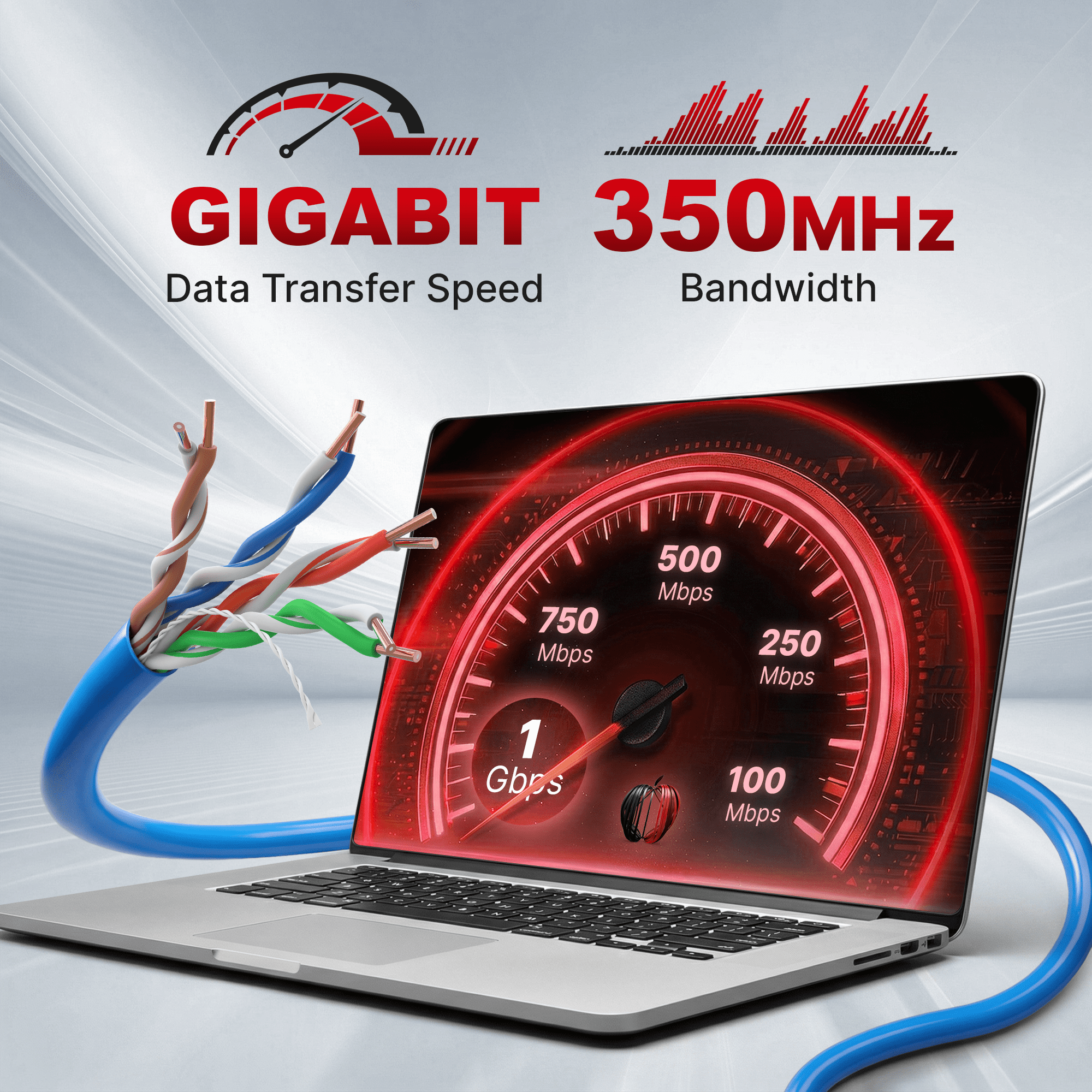 Big-A - 1000ft Cat5e Plenum Ethernet Cable, Blue, 350MHz, 24AWG UTP, CMP Rated, Solid Network LAN Cord, Compatible with Printer, Gaming Consoles, Router, VoIP Phones, POE IP Cameras
