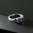 thumbnail image 3 of Gem Stone King 2.32 Ct Oval Blue Sapphire 925 Sterling Silver Moissanite Ring (Size 8), 3 of 4