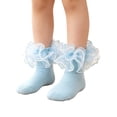 thumbnail image 3 of Princess Style Frilly Lace Ruffle Ankle Socks Comfort Cotton Turn Cuff Socks for Girls Various Occasions(Light Blue,XXS), 3 of 7