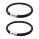thumbnail image 1 of 2X Acero Inoxidable de Cuero, Pulsera de Cuero Trenzado, para Hombres Mujeres, Negro - Ancho 6mm - Longitud 23cm, 1 of 4