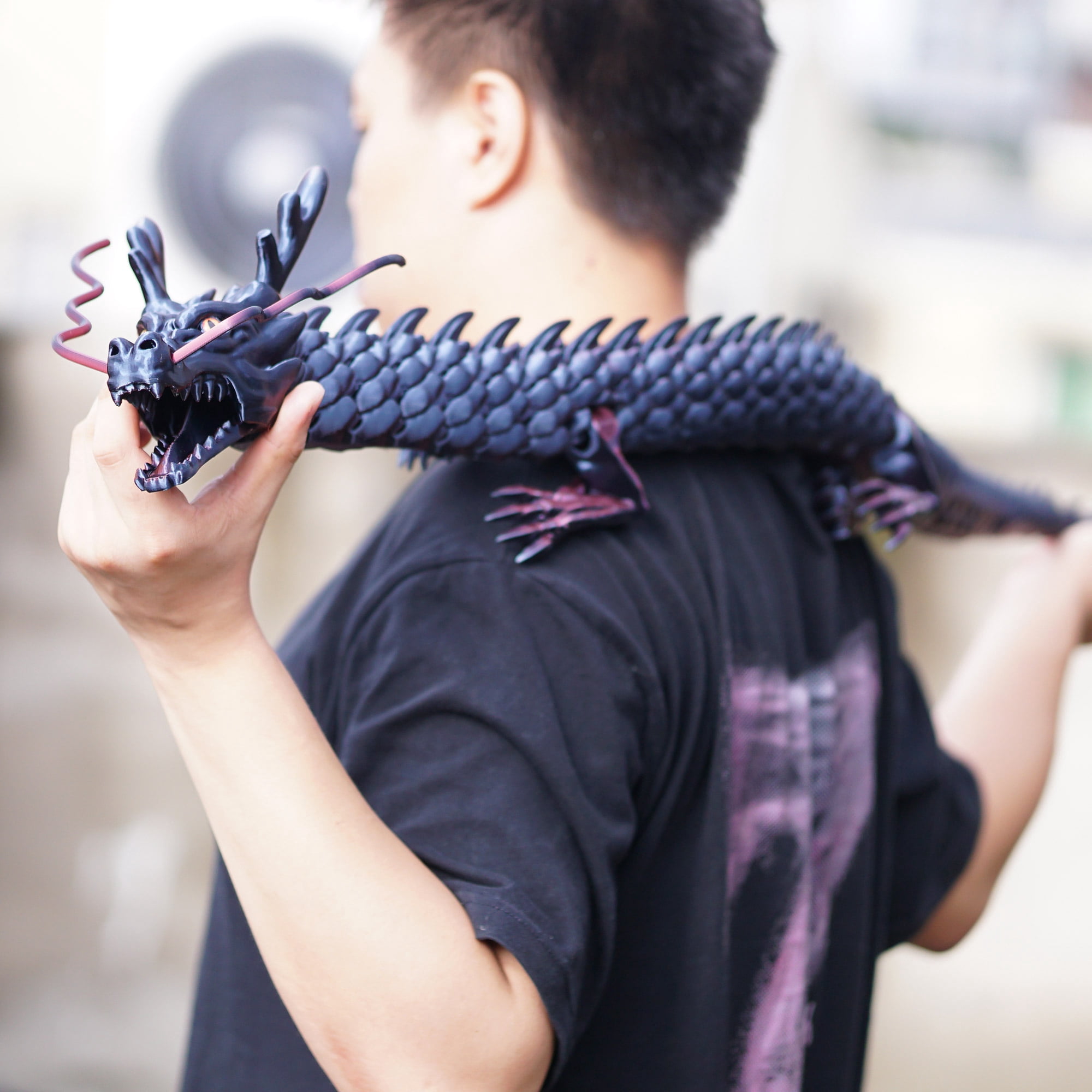 47.5inch 3D Printed dragon,Flexible Joint Animal lacertid Figurines,Realistic Eyes, Home Office Decor,Fidget Toy for Adults Teens Boy Festival Gifts