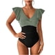 thumbnail image 2 of Traje de baño de una pieza para mujer, bikini informal y de moda de color sólido con cordones, traje de baño de moda playera para mujer, trajes de baño de una pieza para mujer, trajes de baño para muj, 2 of 6