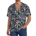 thumbnail image 1 of Fotbe Purple-Gold Triangles Camisa Estampada de Manga Corta para Hombre, Casual de Verano, Estilo Playero, Sin Arrugas-Medium, 1 of 5