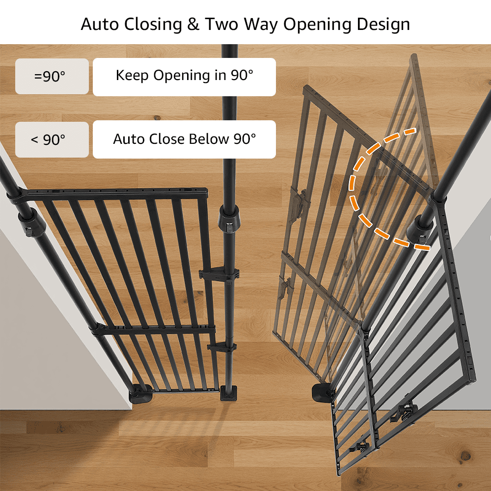 unipaws 75" High Extra Tall Cat Gate, 35"-51" Wide Cat Safety Gate for Doorway Hallway, Black