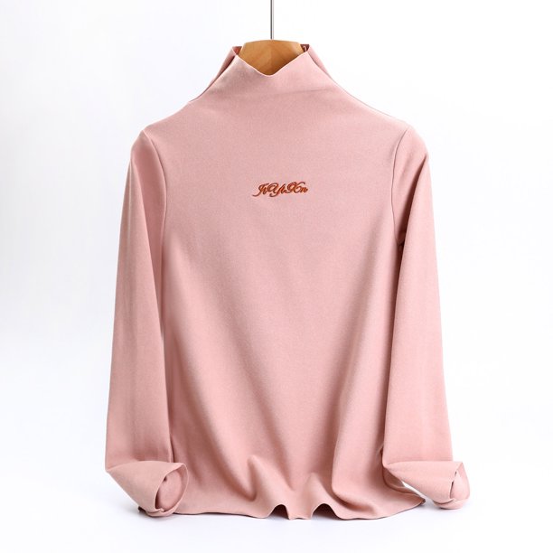 Ropa interior térmica para mujer, camiseta básica de cuello semialto, ropa interior térmica de manga larga de terciopelo alemán grueso, pijama de poliéster para mujer