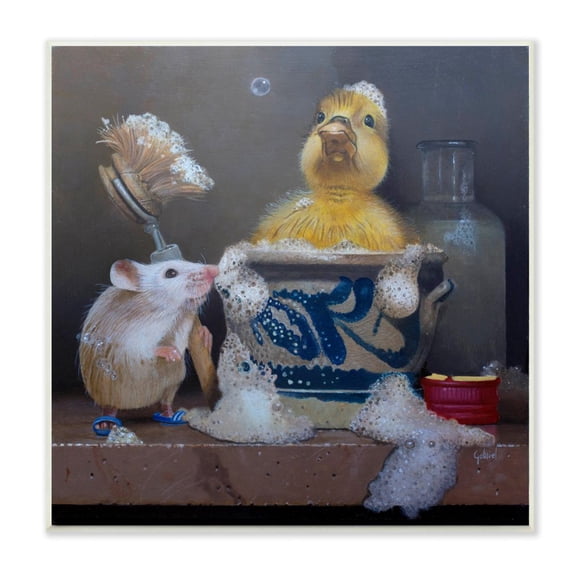 Stupell Industries Funny Baby Mouse And Chick Animal Painting Wall Plaque Art by Gabriel Gressie