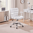thumbnail image 3 of Yaheetech PU Leather Desk Chair with Padded Arms, White, 3 of 9