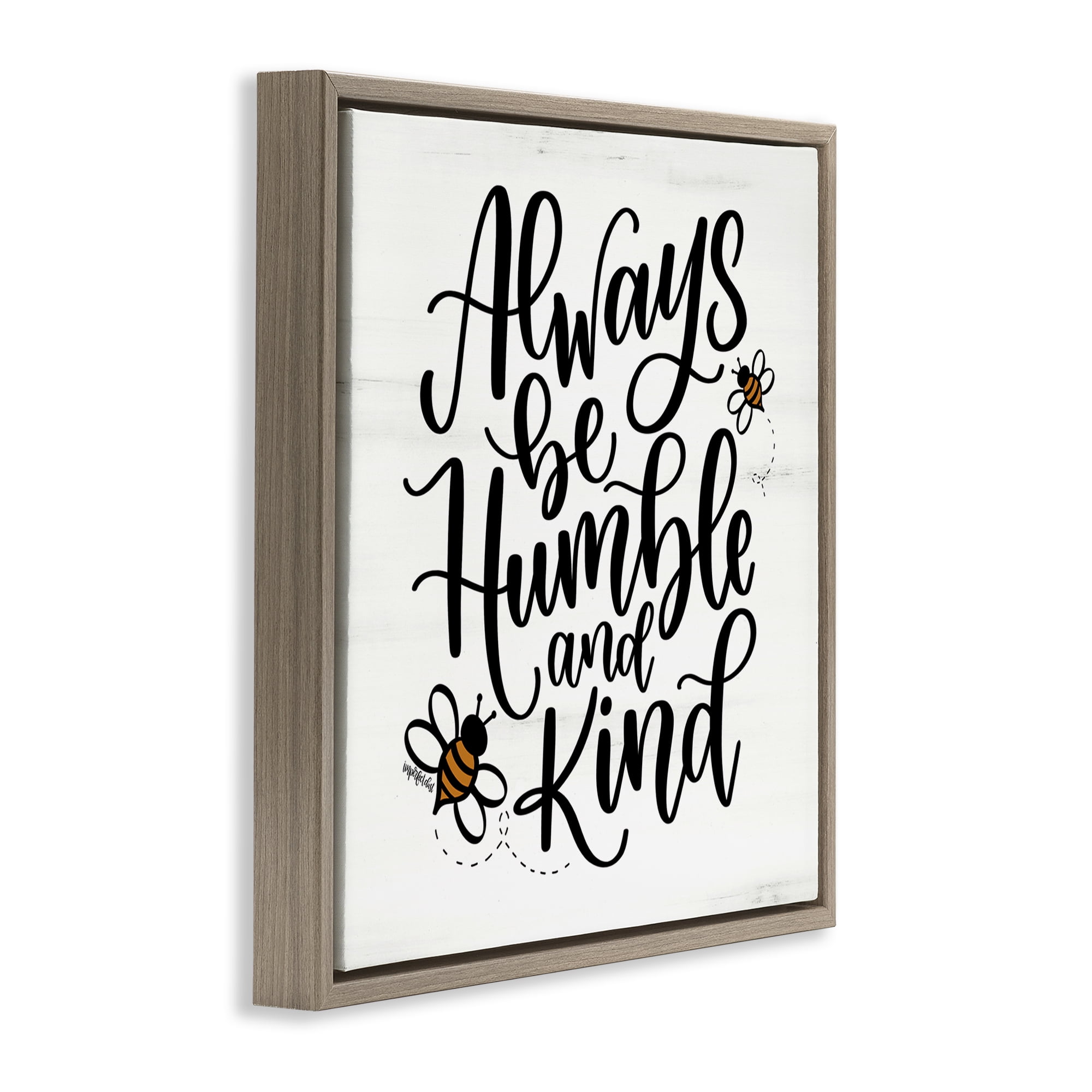 Stupell Industries Inspiring Humble & Kind Animals Painting Brown Floater Framed Canvas Art Print Wall Art, 25 x 25