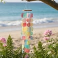 thumbnail image 6 of Solange & Frances Rainbow Capiz Shell Wind Chimes, 26" Teakwood Coastal Garden & Patio Decor, 6 of 8