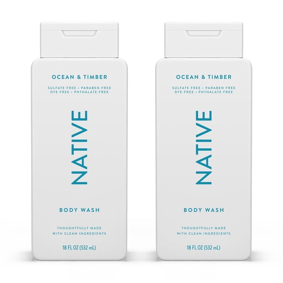 Gel de baño Native Ocean & Timber 532 ml, paquete de 2