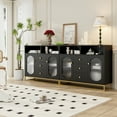 thumbnail image 5 of Homfa Sideboard Buffet, 3 Drawers Accent Cabinet with Open Shelf & Glass Doors, Black, 5 of 7
