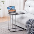 thumbnail image 2 of C Type Single Layer MDF Iron Rectangle Grey Triamine Side Table Black Spray End Tables, 2 of 18