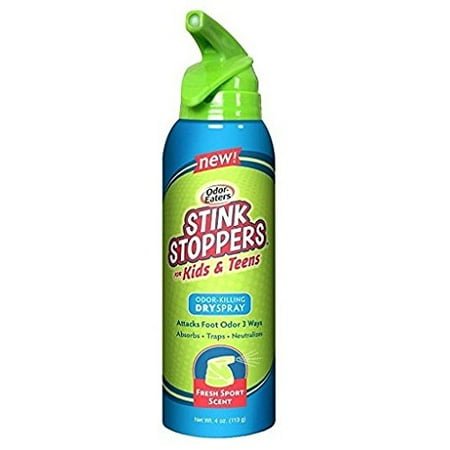 Odor Stoppers - Odor Eaters Stink Stoppers for Kids Dry Spray Fresh Sport Scent 4oz Each