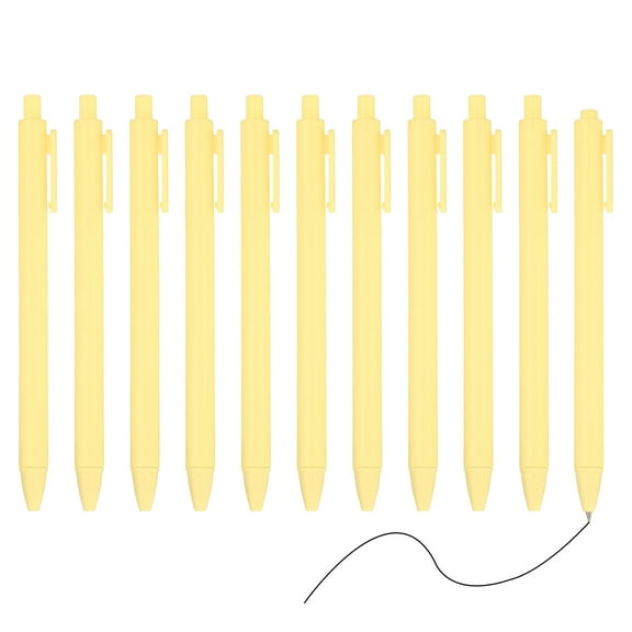 Uxcell 12 Pack Retractable Ballpoint Gel Pens, 0.5mm Fine Point Black Ink Retro Color Smooth Writing Cute Pens for Office Home Supplies Journaling Notebook, Light Yellow