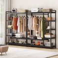 thumbnail image 2 of Fnova Clothes Rack with Shelf, Freestanding Closet Organizer, Heavy Duty Industrial Hall Tree Garments Rack for Small Space, Bedroom, Black, 2 of 13