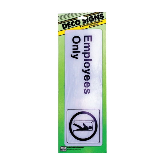 Hy-Ko D Deco Designer Graphic Sign, Employees Only, 3 in W x 9 in L