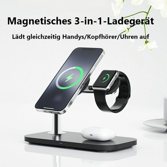 Wireless Charging Station, Magnetic Wireless Charger,Apple Charging Station,QC3.0 Adapter for iPhone 12,Pro,Pro Max,Mini,Apple Watchand Air Pods