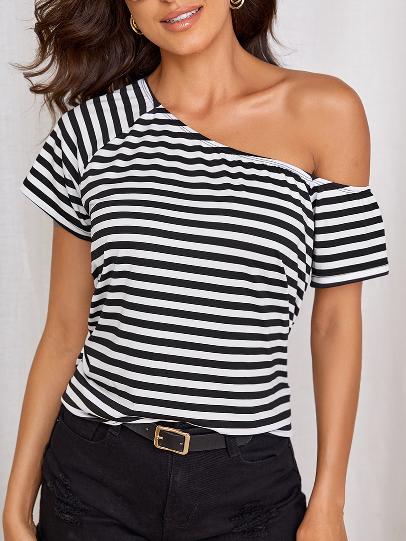 Women's Black \u0026 White Striped Shirts