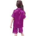 thumbnail image 3 of Hienoo Big Girls Pajama Set Silk Satin Solid Short Sleeved Top and Shorts Sleepwear Pj, 3 of 3