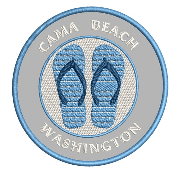Cama Beach, Washington 3.5 Inch Iron Or Sew On Embroidered Fabric Badge Patch Ocean Beach, Salt Life Iconic Series