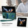 thumbnail image 6 of for Samsung Galaxy Z Fold 6 PU Leather Back + TPU Frame Case, Card Slot Magnetic Snap with Removable Wrist Strap Support Magnetic Car Mount Kickstand Cover for Samsung Galaxy Z Fold 6, Green, 6 of 6