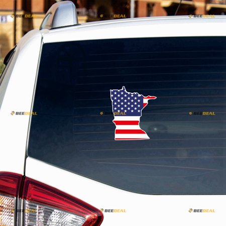 Minnesota Map USA Flag Sticker Decal Vinyl - 2 Pack Reflective 4" - For Car Boat Laptop Cup
