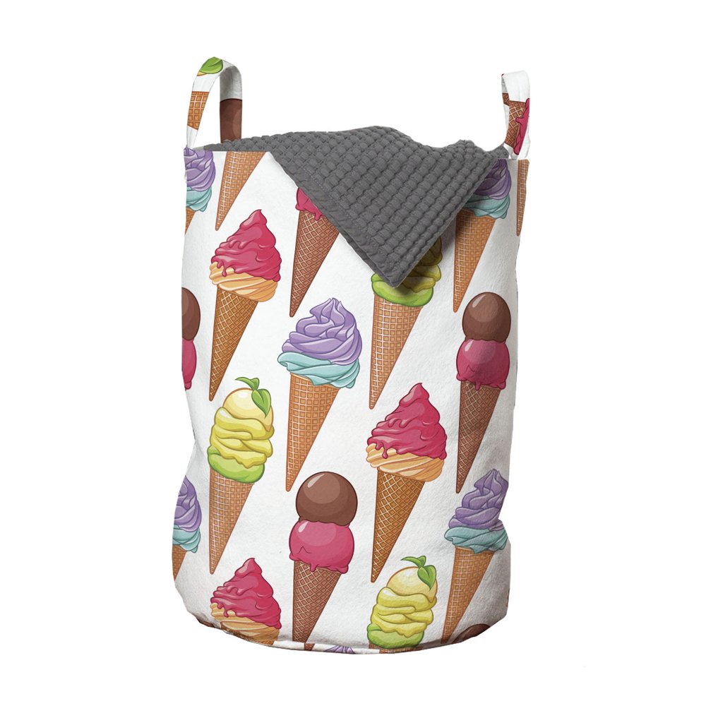 Ice Cream Laundry Bag, Tasty Summer Desserts Refreshments Soft and Food
