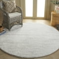 thumbnail image 2 of SAFAVIEH Jasmine Sashka Solid Polyester Shag Area Rug, Ivory/Light Grey, 6'7" x 6'7" Round, 2 of 7