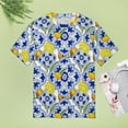 thumbnail image 4 of Blue Floral Citrus Tiles Women's T-Shirt Short Sleeve T Shirts Tops Tee Ladies Loose T, 4 of 6