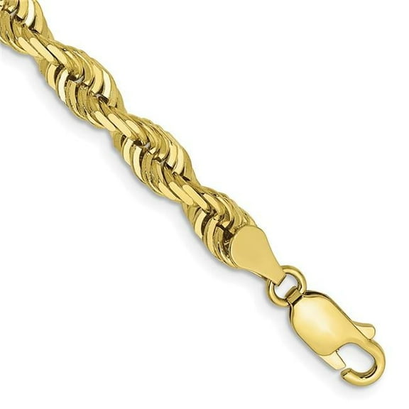 Primal Gold 10 Karat Yellow Gold 5.0mm Diamond-cut Quadruple Rope Chain